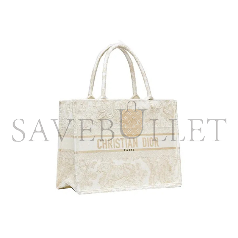 D*or canvas embroidered medium D*oriviera toile de jouy book tote gold m1296ztqo-m01e (36.5*28*17cm)
